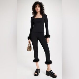 Sleeper Black Sweater and Leggings Set with Faux Fur Trim